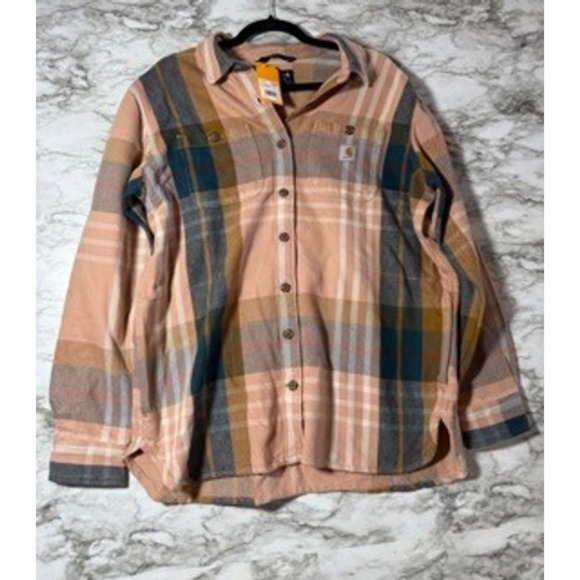 Carhartt Tops - Carhartt Womens Loose Fit Heavyweight Twill Plaid Long Sleeve Shirt